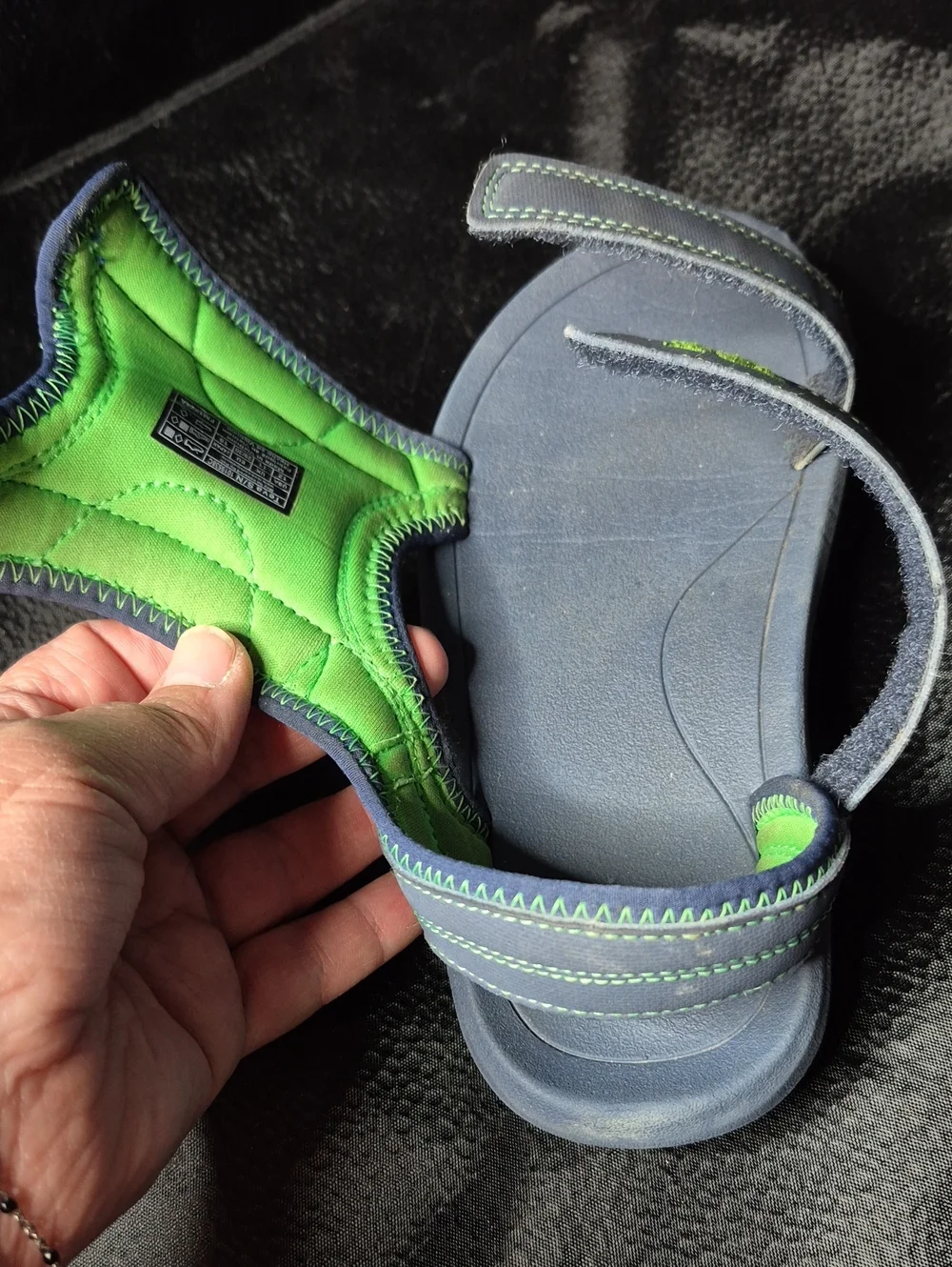 Teva Children's 12 Navy & Lime Green Kids' Adjustable Sandals
